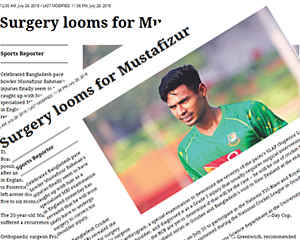 Surgery looms for Mustafizur